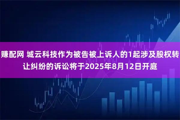赚配网 城云科技作为被告被上诉人的1起涉及股权转让纠纷的诉讼将于2025年8月12日开庭